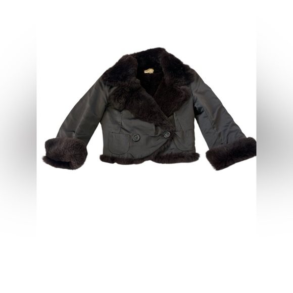 Revolve June Rabbit Fur Reversible Cropped Jacket in Brown - Picture 7 of 13